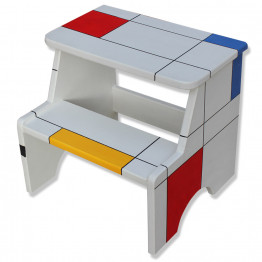 Personalized Custom Step Stool - Mondrian style
