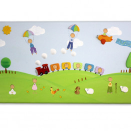 Baby Nursery Children Artwork, Canvas wall decor, baby nursery art, kids room decor - The colorful train