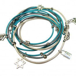 Bat mitzvah Silver Star of David jewelry with Hamsa womens bracelet for Kabbalah jewelry leather wrap bracelet 