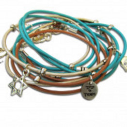 Jewish gift - Silver Star of David, Hamsa, God Bless you womens Jewish wrap bracelet