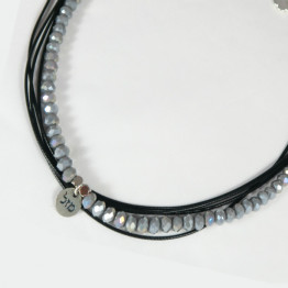 Silver MAZAL -  Luck , crystals wrap bracelet, layered wrap bracelet, beaded wrap bracelet, Jewish bracelet, Bath Mitzva bracelet, 