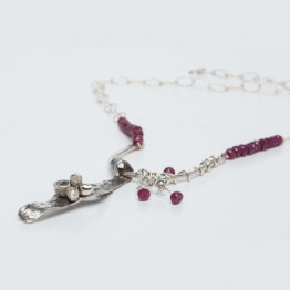 July birthstone Unique Silver Necklace with Natural Ruby