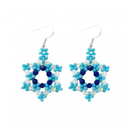 Handmade Blue Crystals & Transparent Beads Star of David earrings