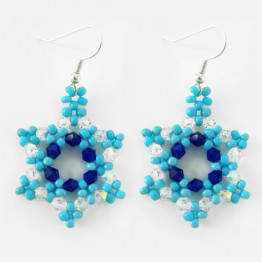 Blue Crystals & Transparent Beads Star of David earrings | Handmade earrings | Bat Mitzvah,Gift | Beadwork earrings | Women's earrings | Statement earrings | Unique Jewelry
