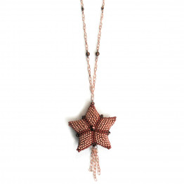 Three dimensional Star necklace, handmade, in shades of brown, one of a kind!!!
