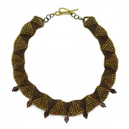 Triangles handmade necklace in shades of brown, one of a kind!!!