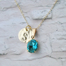 Bat Mitzvah gift, Initial Birthstone Necklace, Personalized Birthstone Jewelry, May Birthstone Necklace.
