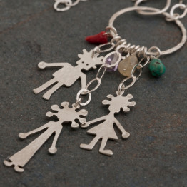 Personalized family necklace, Long silver necklace, Custom made personalized jewelry - My lovely family. Mother gift idea