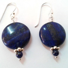 Lapis Lazuli Circle and Sterling Silver Earrings. Natural stones Earrings. Blue Earrings. Valentine's Day Gift Idea.