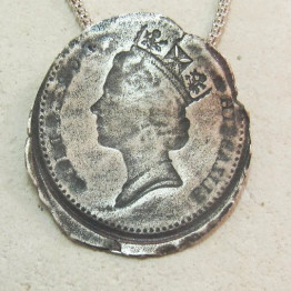 Silver Coin Necklace.Queen Coin Jewelry. Mother Mom gift idea