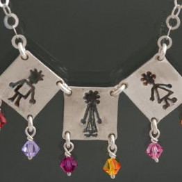 Personalized Jewelry family Silver Necklace - My Lovely Family. Special gift for mother, grandmother, new mother. Boy and girl charm necklace