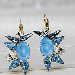 Blue Drop Earrings, Bridal Blue Navy Earrings, Birthday Gift Idea, Light Blue Wedding Earrings, Swarovski Crystal Bridesmaids Earrings