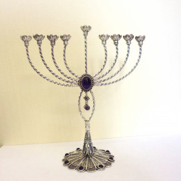 Authentic Silver Filigree Menorah, Gifts for hanukkah