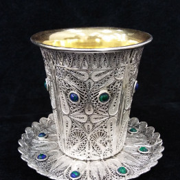 sterling silver kiddush cup and silver plate