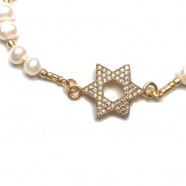 Star of David gold and Zircon Delicate womens bracelet