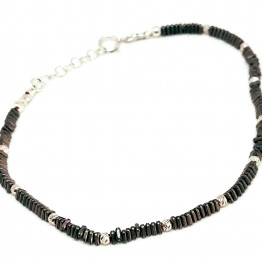 Natural 3mm black Hematite bracelet, Hematite Jewelry, 925 ball bracelet, root chakra bracelet, hematite jewelry, bracelet from Israel