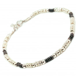 Black hematite cube beads 925 ball bracelet, hematite jewelry, black hematite bracelet, jewelry from Israel, bracelet from Israel